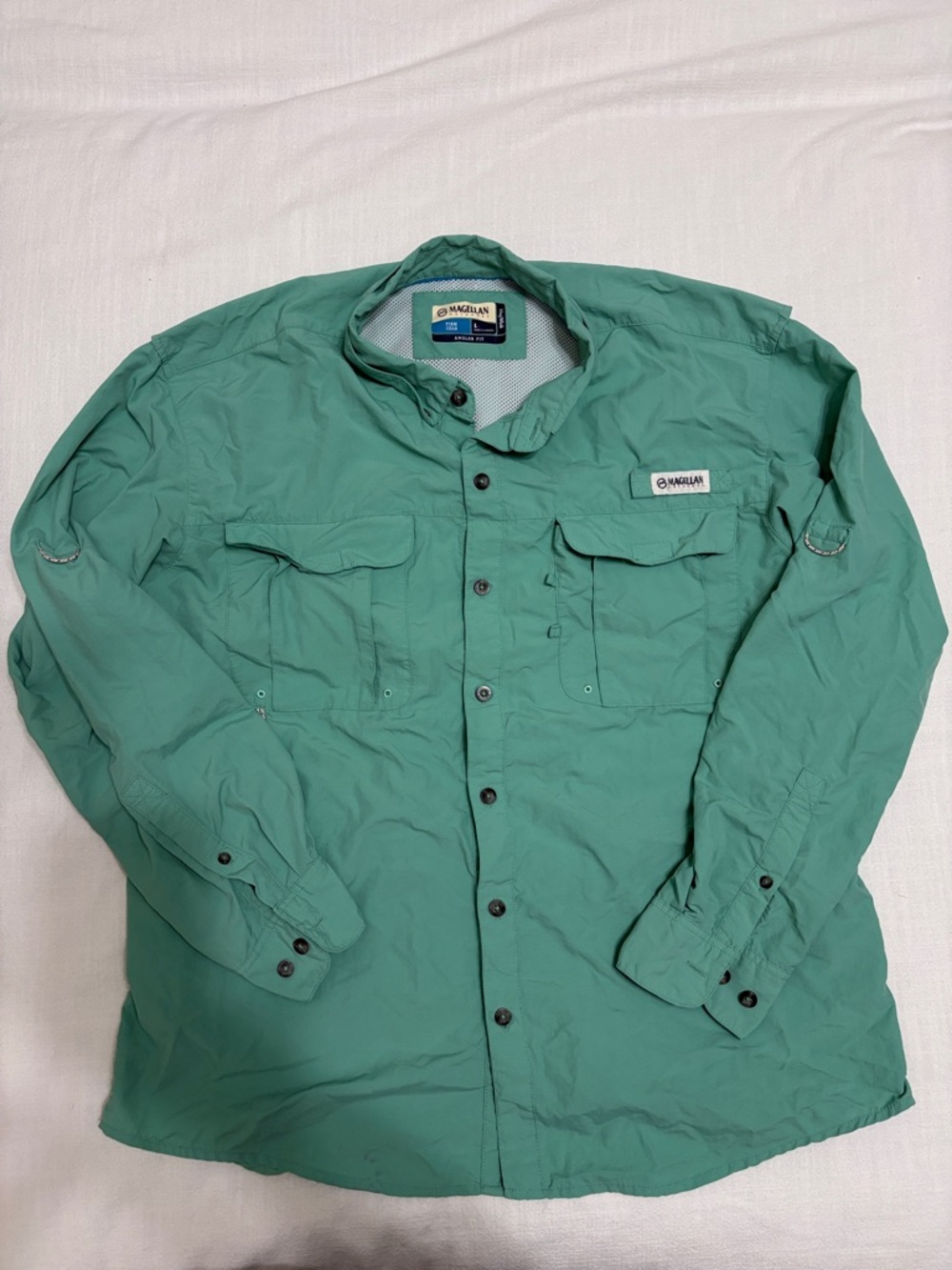Magellan Outdoors Men's Teal Green Lightweight Button-Front Jacket
